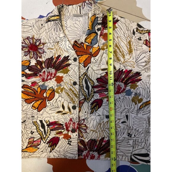 Chico's Garden Bloom Roadster Embroidered Denim Jacket Sz XL - Picture 10 of 12